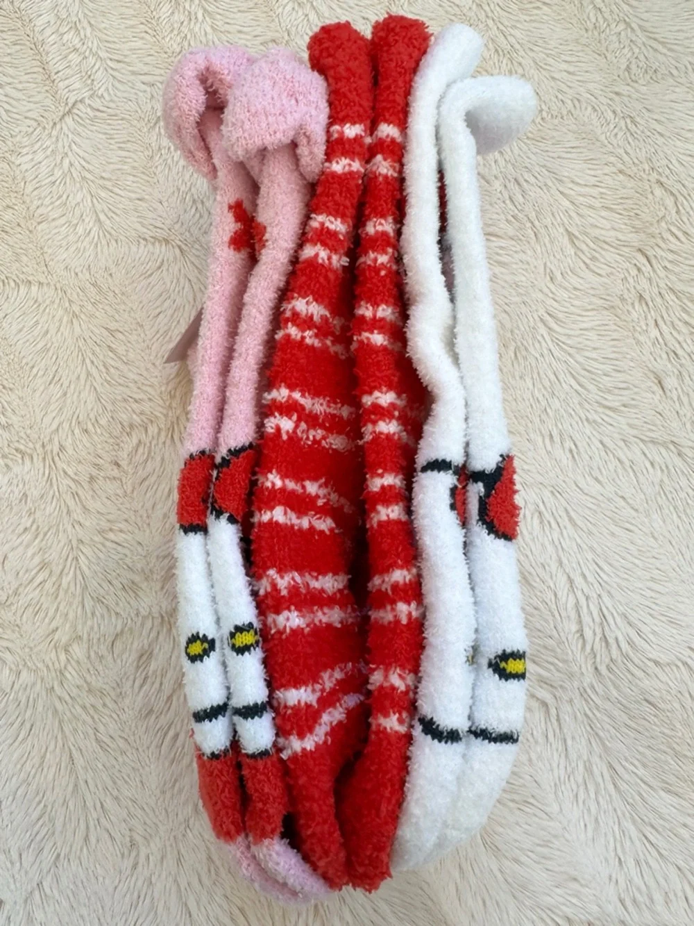 NEW Sanrio Hello Kitty Pack of 3 Valentine’s Day Gift Plush Socks - Picture 8 of 17